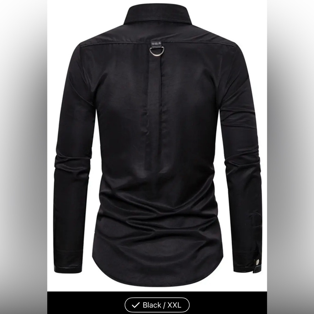 Men's Black Buckle Detail Shirt - Picture 6 of 6